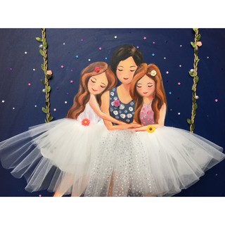 Tranh trang trí mẹ con gái
