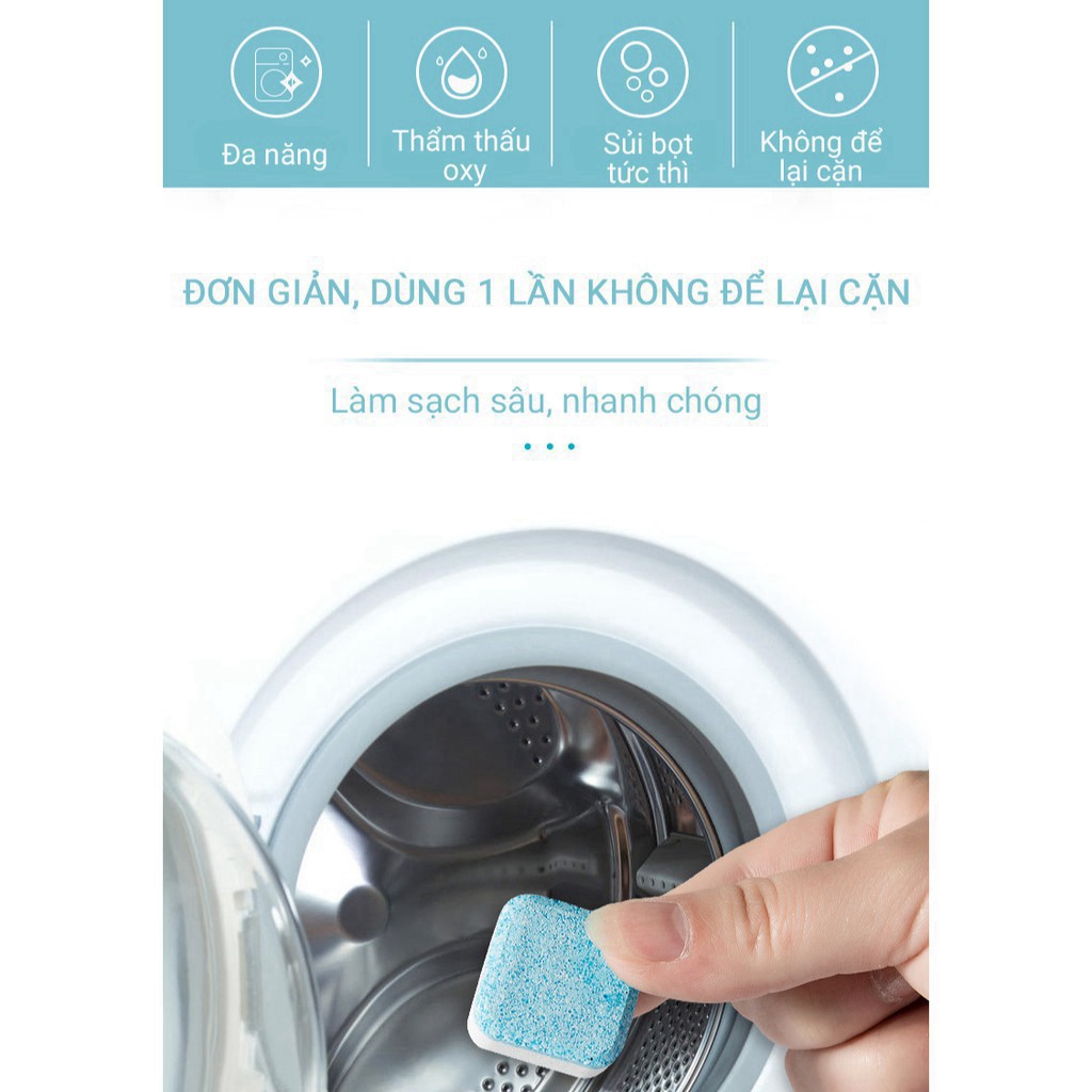 [Sản Phẩm Loại 1] Hộp 12 Viên vệ sinh lồng máy giặt tẩy rửa khử mùi