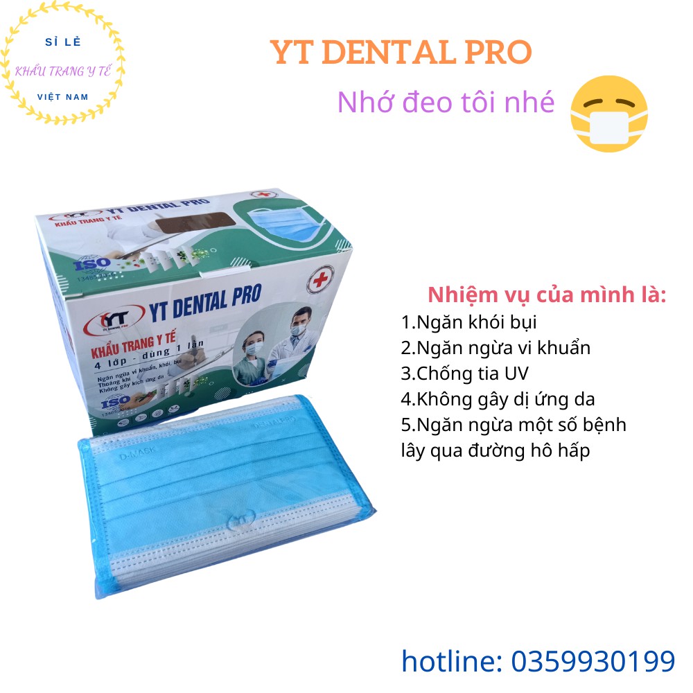 [YT DENTAL PRO] Khẩu Trang Y Tế Kháng Khuẩn 4 Lớp Hộp 50 Chiếc Màu Xanh, Màu Trắng, Màu Xám | BigBuy360 - bigbuy360.vn