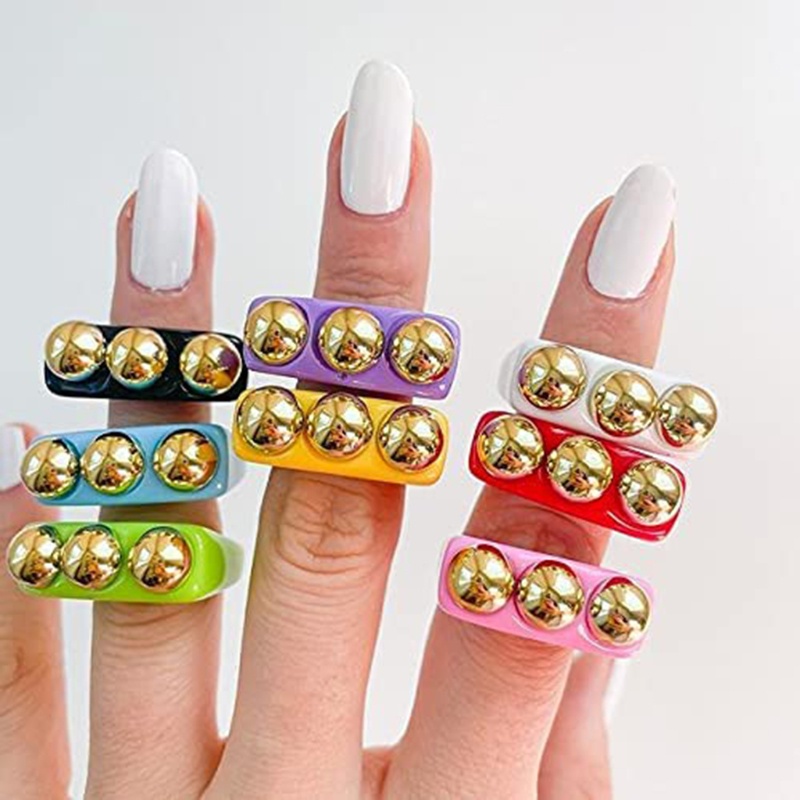 Nhẫn Nhựa Acrylic Trong Suốt Màu Kẹo Thủ Công Cho Bé