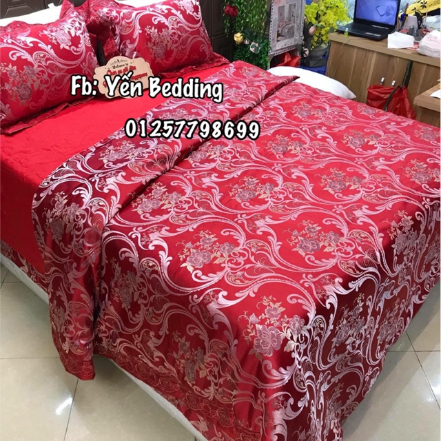 Bộ Chăn Ga Gối Gấm Hoàng Gia 4 món