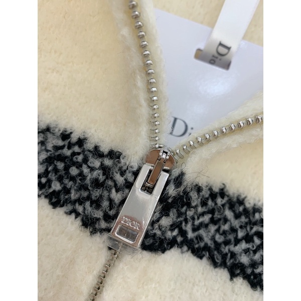 Áo khoác len kéo khoá có mũ thương hiệu thời trang cao cấp Dior CD