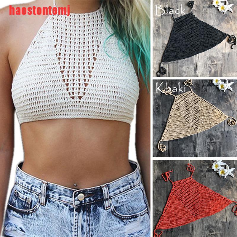 Áo Croptop Len Móc Phong Cách Boho Cho Nữ