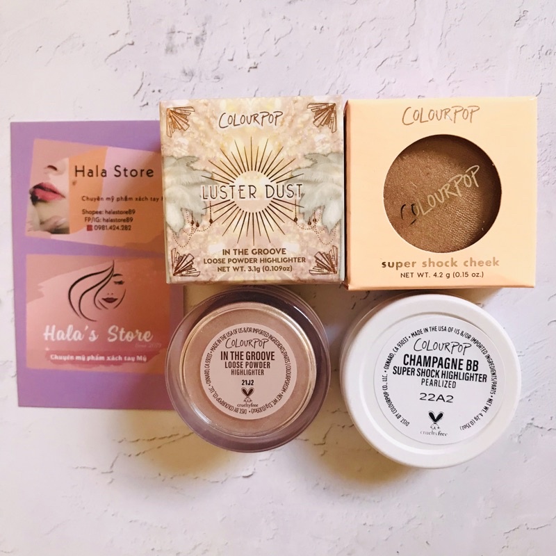 Phấn bắt sáng Highlighter Colourpop In A Groove và Champagne BB