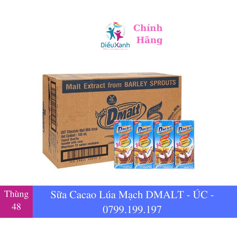 Thùng 48 DMALT - Sữa Cacao Lúa Mạch DMALT 180ml - Vị Socola