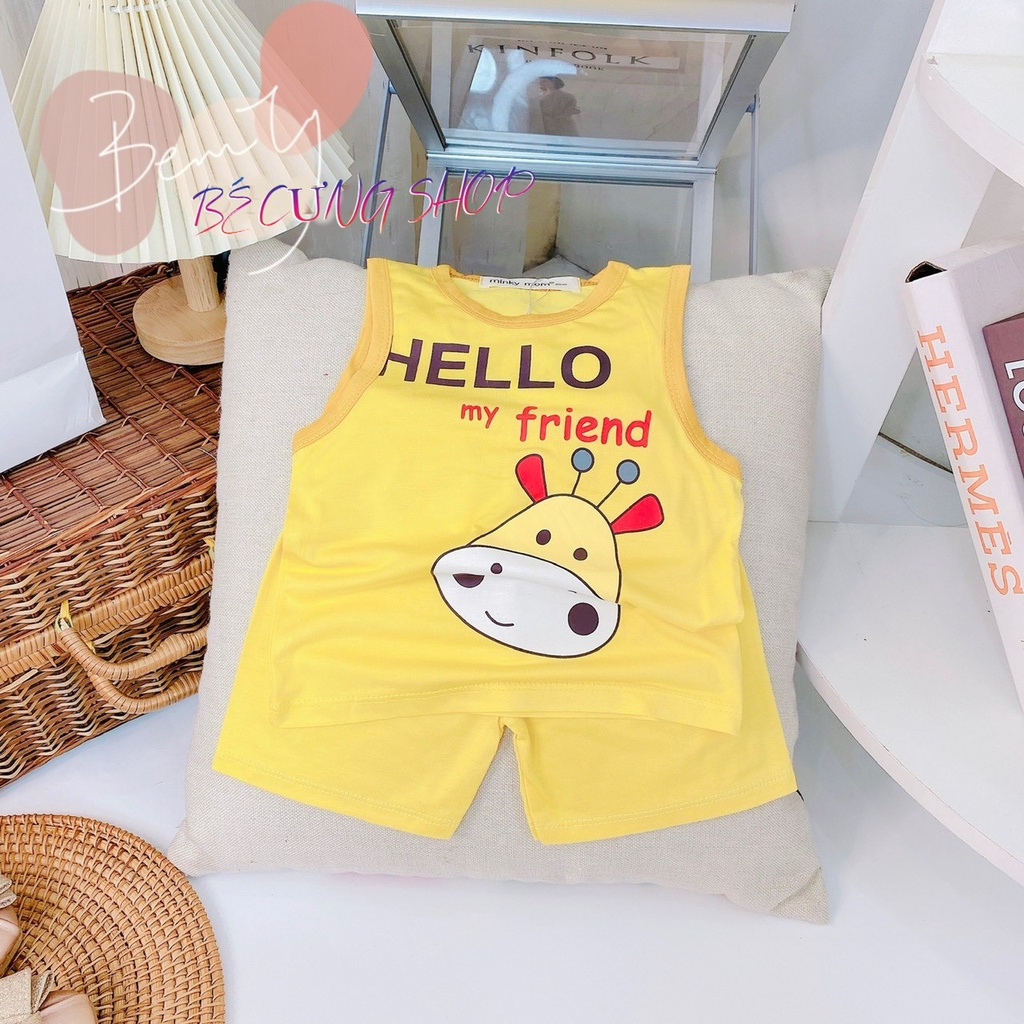 Bộ Ba Lỗ THUN LẠNH MINKYMOM, họa tiết động vật dễ thương cho bé từ 7 - 20kg