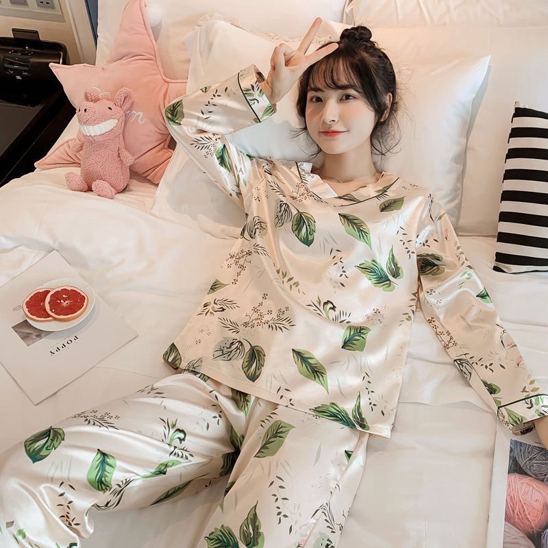 Bộ ngủ nữ ❤️Freeship❤️ Bộ pijama dài tay mặc nhà chất satin cao cấp đẹp Quảng Châu - Đồ mặc nhà