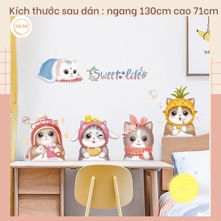 Decal dán tường Đàn mèo Cute A70 - Decal dán tường Hàn Quốc