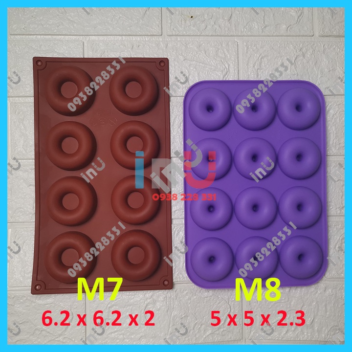 HCM - Khuôn silicon mẫu hình bánh Donut làm kẹo dẻo, râu câu, bánh bông lan nướng mini BSI