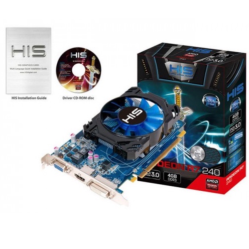 VGA CARD MÀN HÌNH HIS RADEON R7 240 4GB DDR3 (Full Box) NEW BH 1 THÁNG Có Cổng DVI-HDMI-Vga