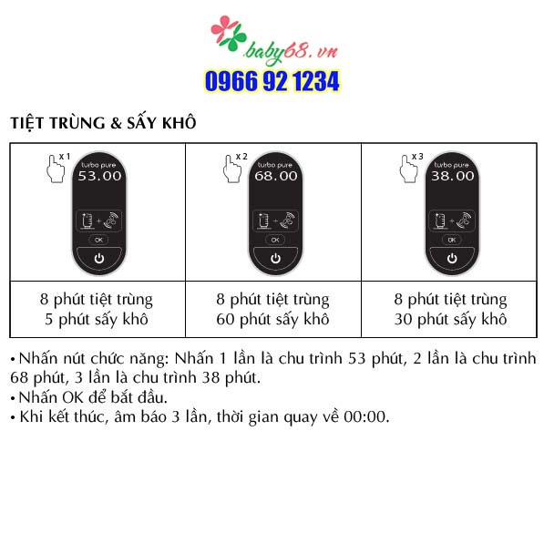 MÁY TIỆT TRÙNG VÀ SẤY KHÔ BÌNH SỮA BABYMOOV ĐIỆN TỬ MB15294 NHẬP KHẨU CHÍNH HÃNG