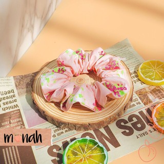 Combo 3 Cột Tóc, Buộc Tóc, Scrunchie Màu Hồng Pastel Sọc