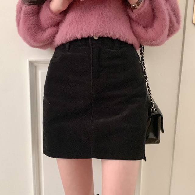 (ORDER) Chân váy dáng chữ A nhung tăm xẻ vạt ôm body gợi cảm Hàn Quốc New 2020 | BigBuy360 - bigbuy360.vn