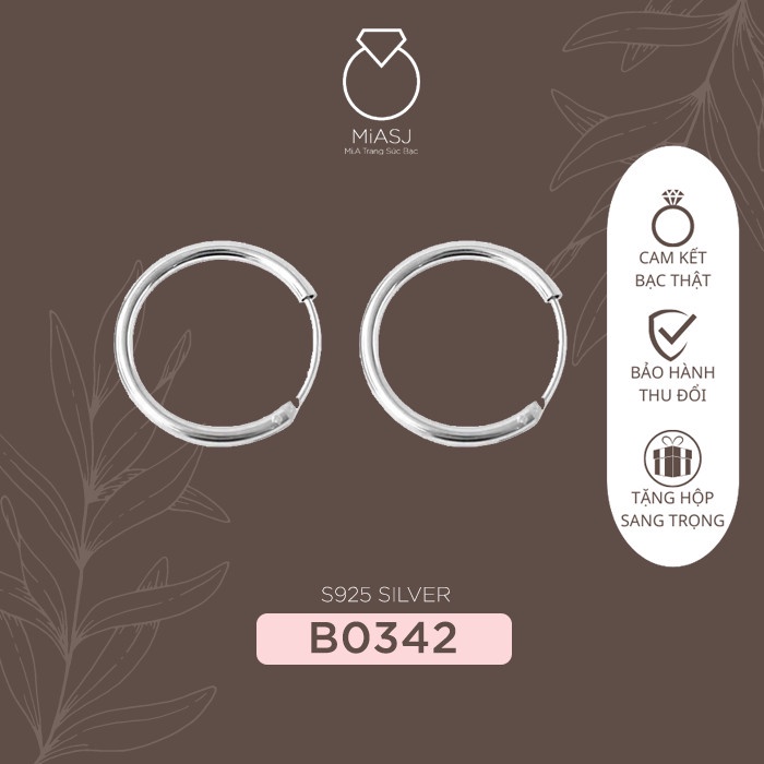 Bông tai khuyên tai tròn Bạc Ý S925 cao cấp B0342 | Mi.A Trang sức bạc