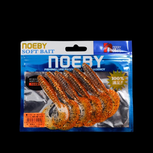 Bịch 6 mồi mềm worm NOEBY, mồi BỌ ĐUÔI LƯỠI LIỀM câu lure chuyên săn cá lóc, chẽm