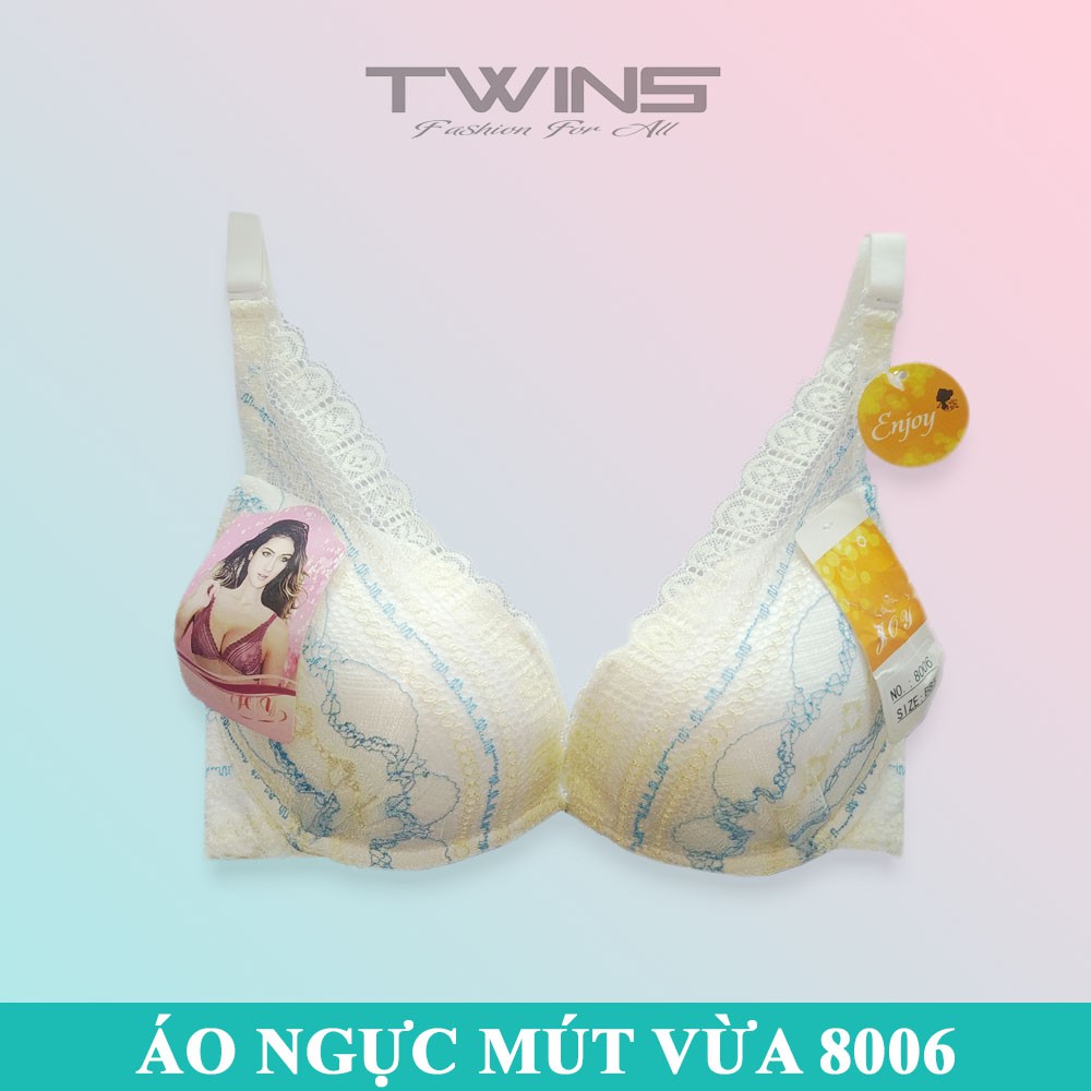 Áo ngực nữ ren nâng ngực chữ V Joy 8006 có gọng mút vừa có thể tháo rời size 34-36-38