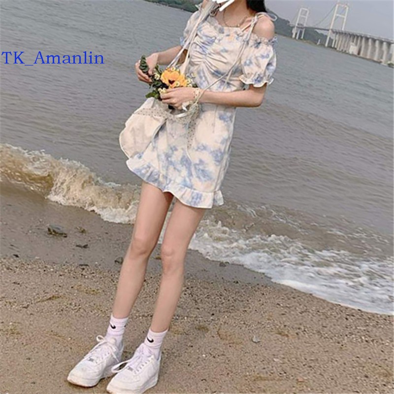 Đầm Dài Trễ Vai Họa Tiết Nhuộm Màu Thời Trang Cho Nữ | BigBuy360 - bigbuy360.vn