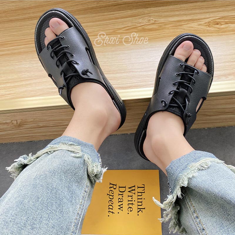 Oeggeo shop Dép Quai Ngang Đế Bằng Kiểu Dáng Thể Thao Cho Nam