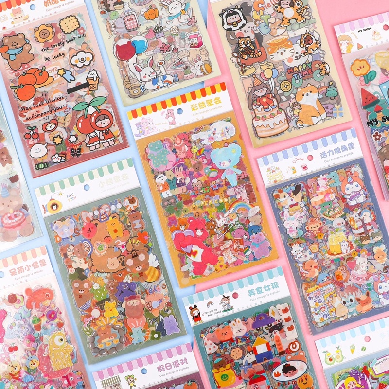 Set 6 tấm sticker nhựa trong dễ thương