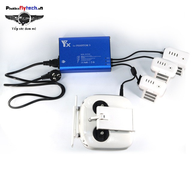 Bộ sạc nhanh 4in1 Phantom 3 - chính hãng Yxtech - phụ kiện flycam DJI Phantom 3(hot sale) - sạc 3 pin + 1 khiển