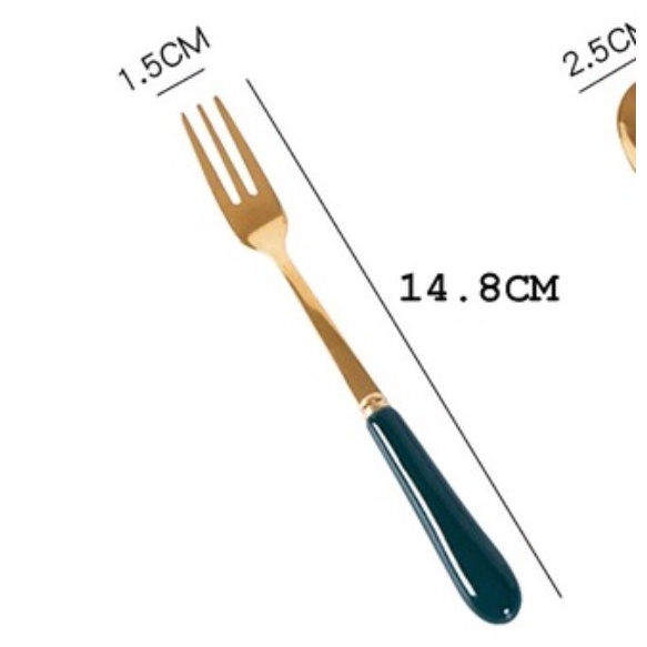 THÌA DĨA SANG CHẢNH CÁN SỨ XANH NGỌC BÍCH SIZE NHỎ