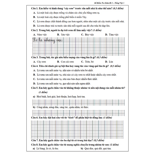 Sách - Đề Kiểm Tra Tiếng Việt Lớp 5 - Tập 1 (1 cuốn)