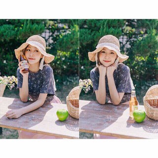 Nón cói, mũ cói thắt nơ ren đẹp