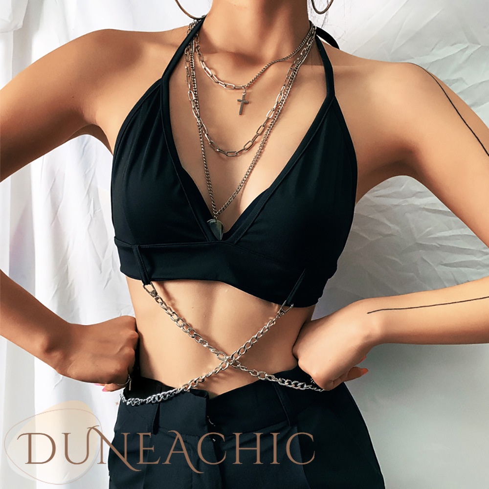 DUNEA Áo Lửng Hai Dây Hở Lưng Gợi Cảm Dành Cho Nữ