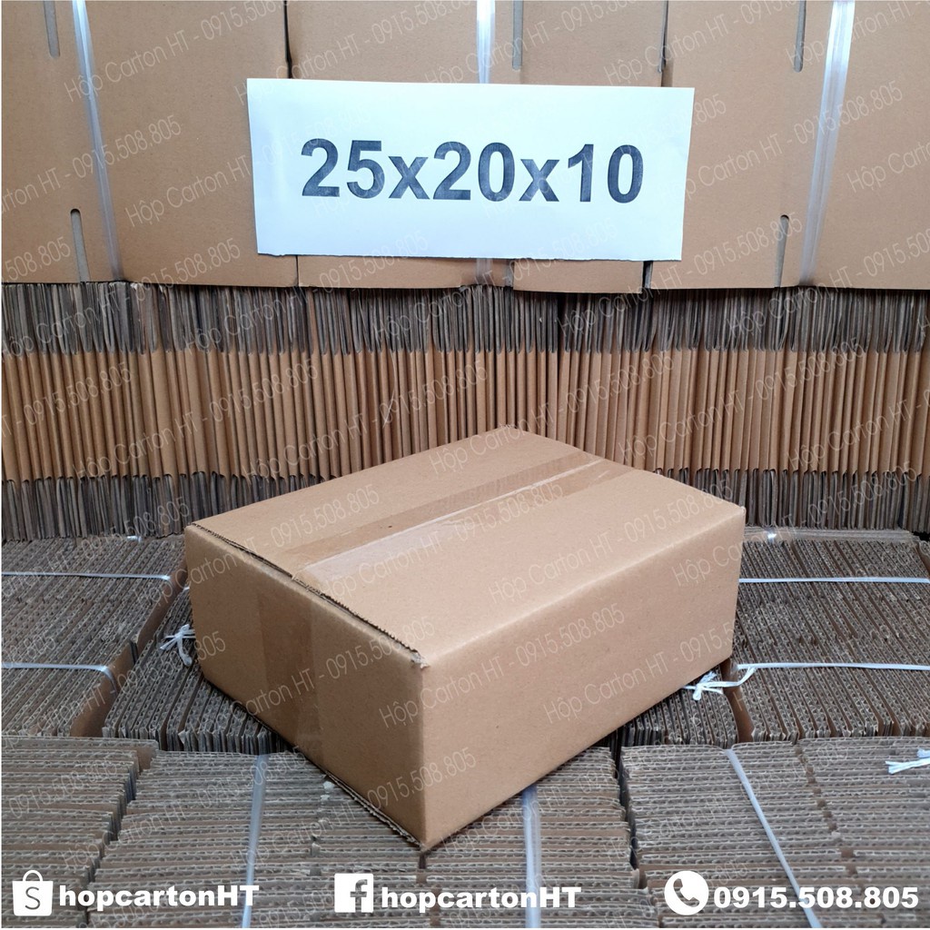 Combo 100 hộp carton đóng hàng 25x20x10 đựng giày dép phụ kiện, đồ gia dụng, mỹ phẩm giá rẻ - Hộp Carton HT
