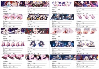 Nhãn vở honkai impact 20 cái