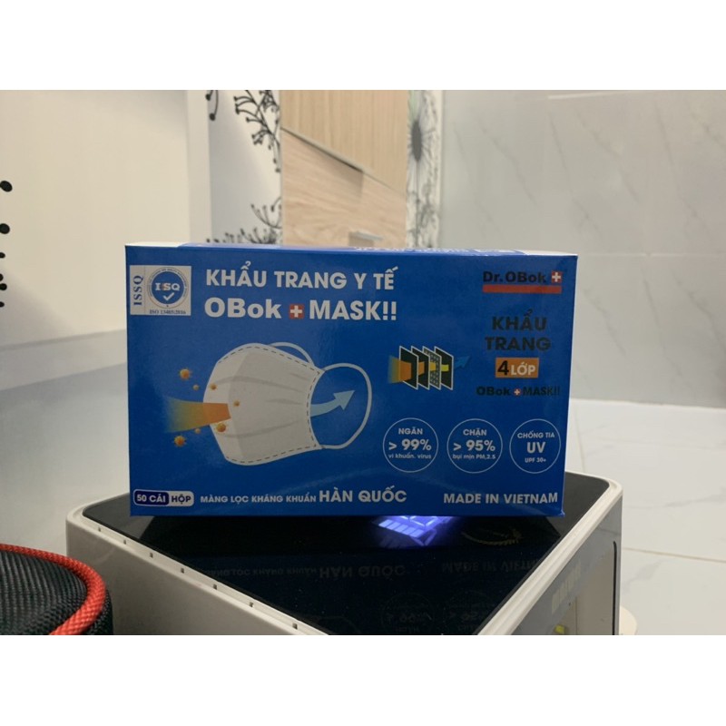 Khẩu Trang OBok chuẩn 4 lớp kháng khuẩn Hộp 50 cái