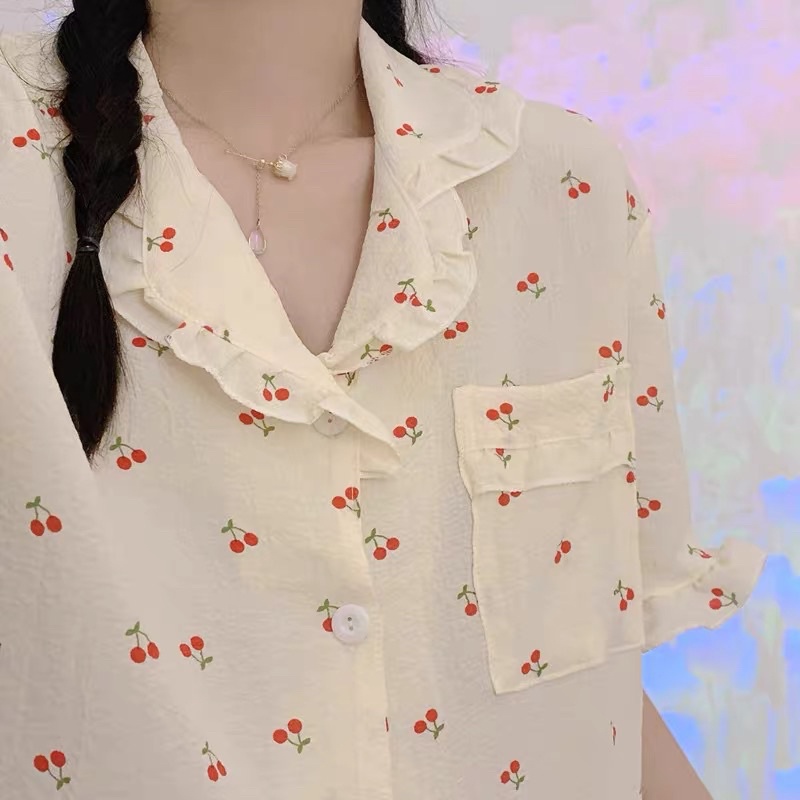 Bộ Ngủ Nữ Mặc Nhà Form Rộng Pyjama Đũi Nhăn Siêu Mát Siêu Dễ Thương m
