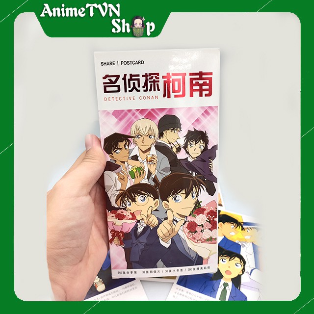 Hộp Postcard Bưu thiếp (Trọn bộ 340 Hình có Sticker) Anime/Manga Thám tử lừng danh Conan