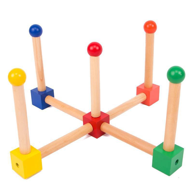Bộ  trò chơi ném vòng 5 cọc Montessori - Giáo cụ Monessori