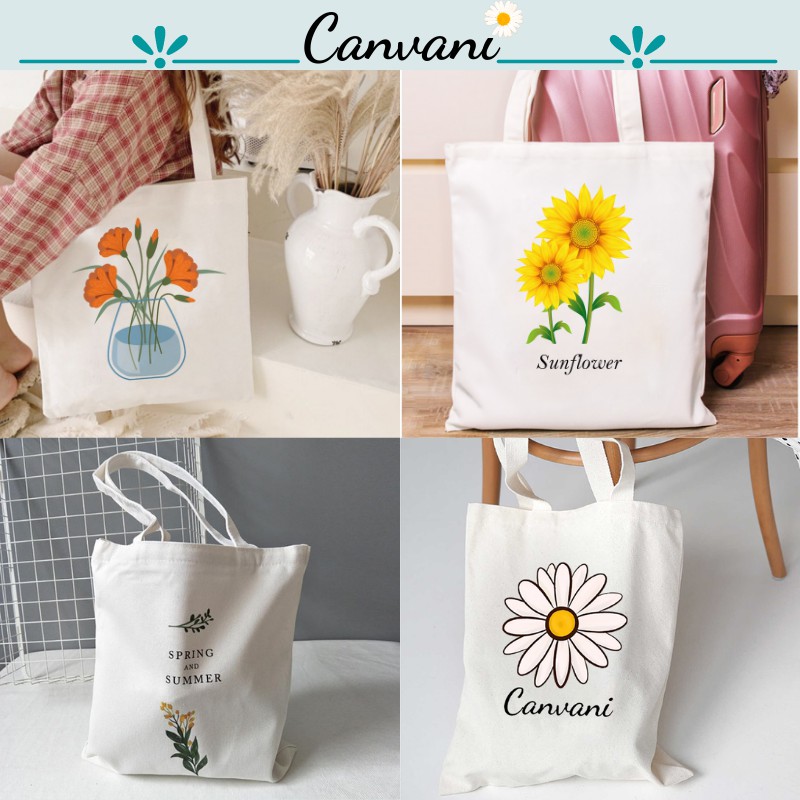 Túi Tote Vải Canvas Nữ Đẹp Có Khóa Miệng Túi Canvas Nhiều Mẫu HotTrends_Canvani001