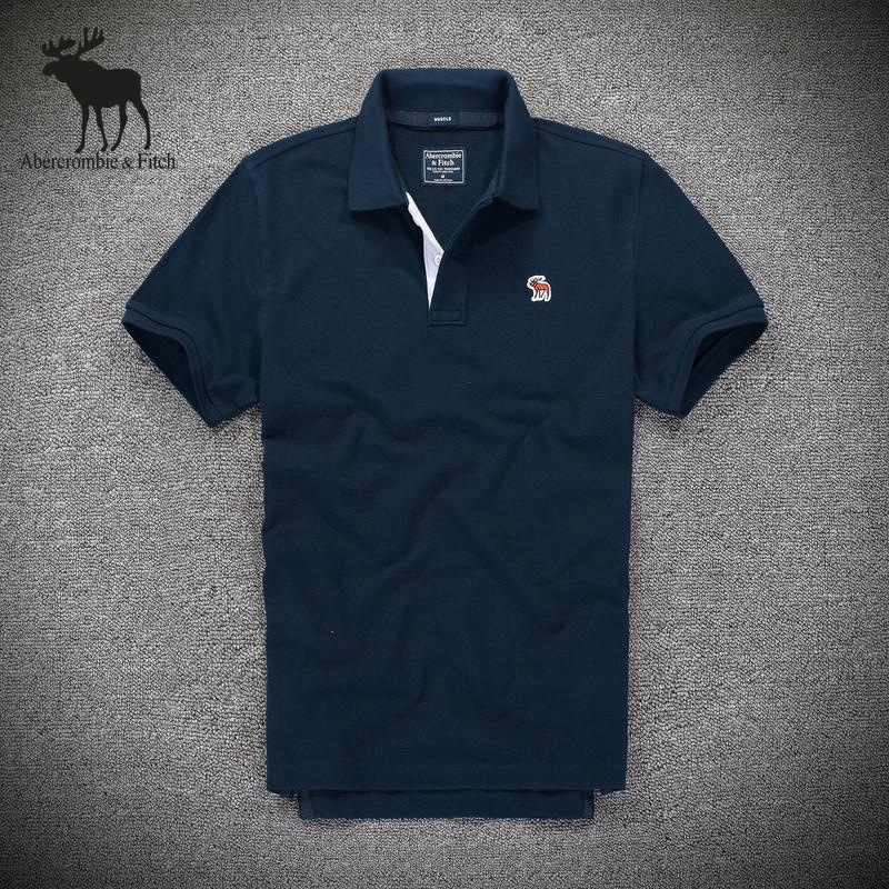 ✴☞Áo Thun Polo Tay Ngắn Màu Trơn Dáng Ôm In Chữ Abercrombie & Fitch Chất Lượng Cao Thời Trang Cho Nam