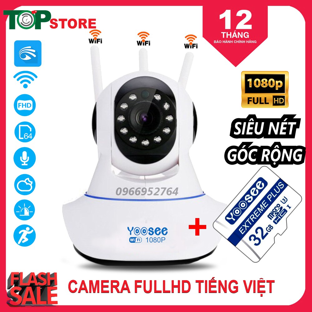 Camera YooSee 3 AnTen Full HD 2.0Mpx 1080p Xoay 360 Quan Sát Rõ Ngày Đêm | BigBuy360 - bigbuy360.vn