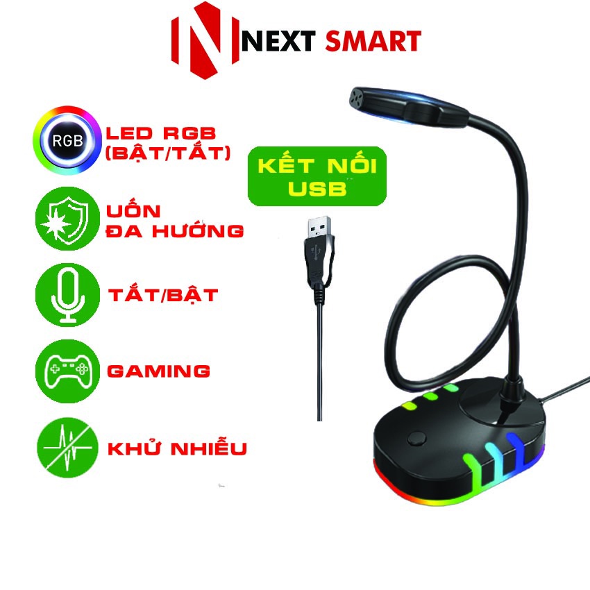 Micro thu âm Ggear MNS5 led rgb chống ồn lọc nhiễu âm thanh chân thực livestream học online đàm thoại trực tuyến gaming