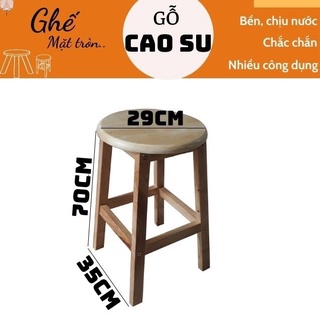 Ghế gỗ mặt tròn cao 70cm, ghế bar cao 70cm 100% gỗ tự nhiên, ghế gỗ để ban công (Tự nhiên)