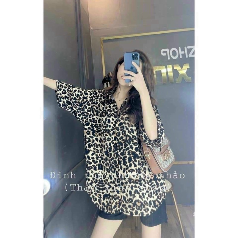 Sét áo da beo , văn + quần thun ngố, sơ mi nữ form rộng | BigBuy360 - bigbuy360.vn