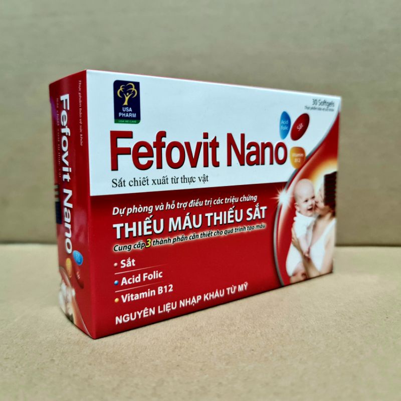 Fefovit Nano Bổ Sung Sắt, Tăng Cường Lưu Thông Máu Cho Phụ Nữ Mang Thai Hộp 30 viên