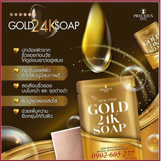 [hàng chính hãng]Xà phòng trắŉg da vàng new item gold 24k soap Thái Lan