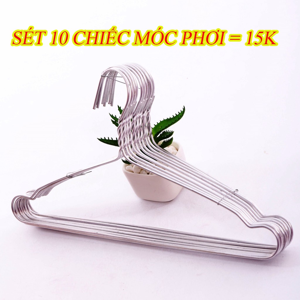 Sét móc phơi bằng nhôm, móc treo quần áo người lớn (9 chiếc)