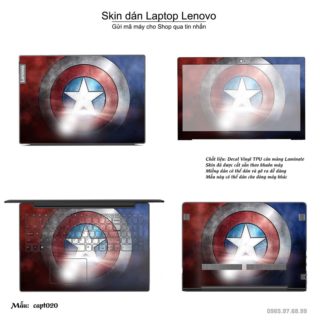 Skin dán Laptop Lenovo in hình Captain (inbox mã máy cho Shop)