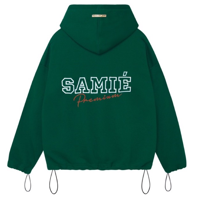 ÁO HOODIE CHÂN CUA FORM RỘNG THÊU LOGO SAMIÉ PREMIUM  - ÁO HOODIE MOSS GREEN DÂY RÚT - HOODIE MÀU XANH LÁ