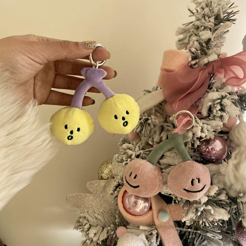 1 Móc Khóa Hình Trái Cherry Mặt Cười Bằng Cotton PP Dễ Thương Giá Đỡ