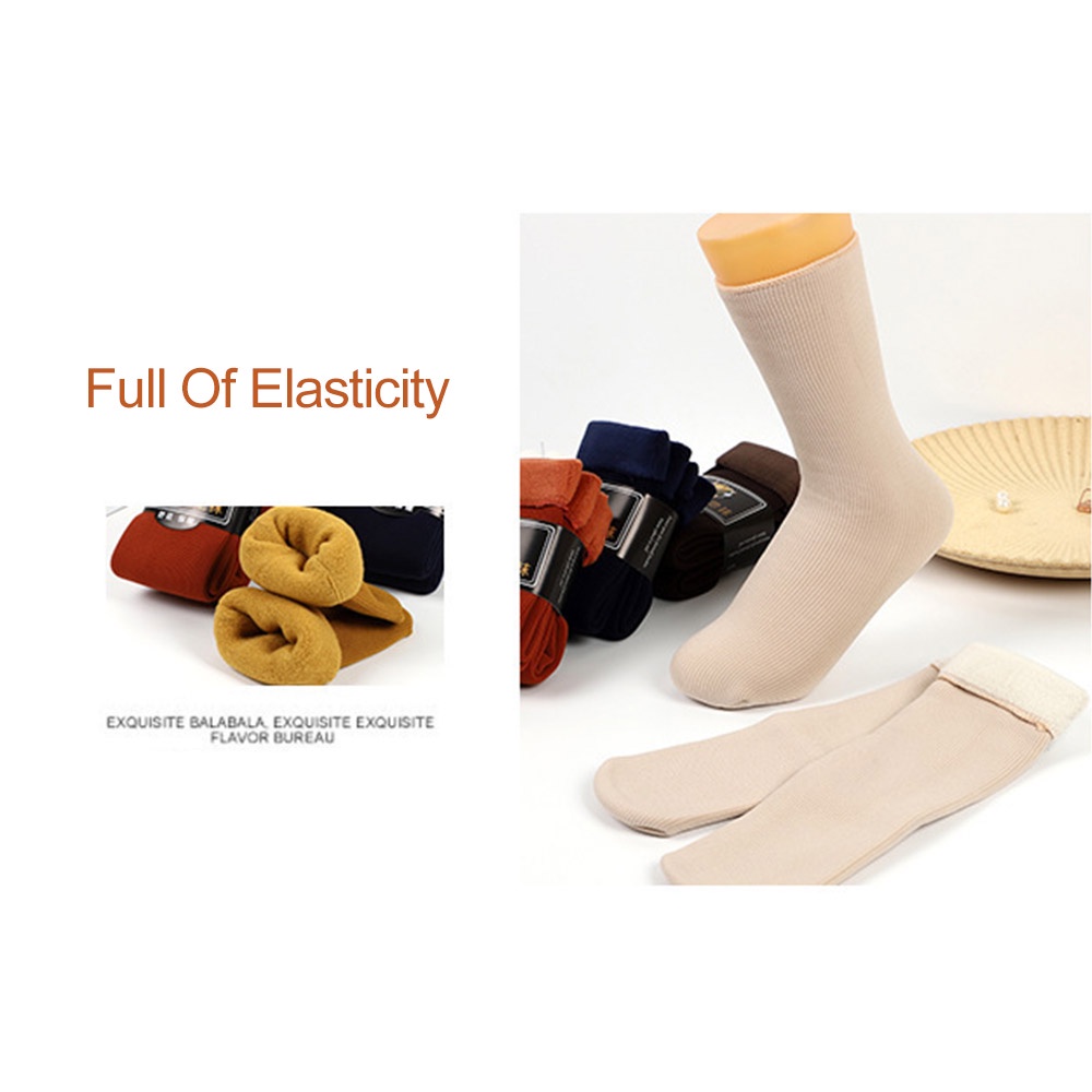 1 Đôi Vớ Nhung Dày Mềm Giữ Ấm Màu Trơn Thời Trang Mùa Đông Cho Nữ