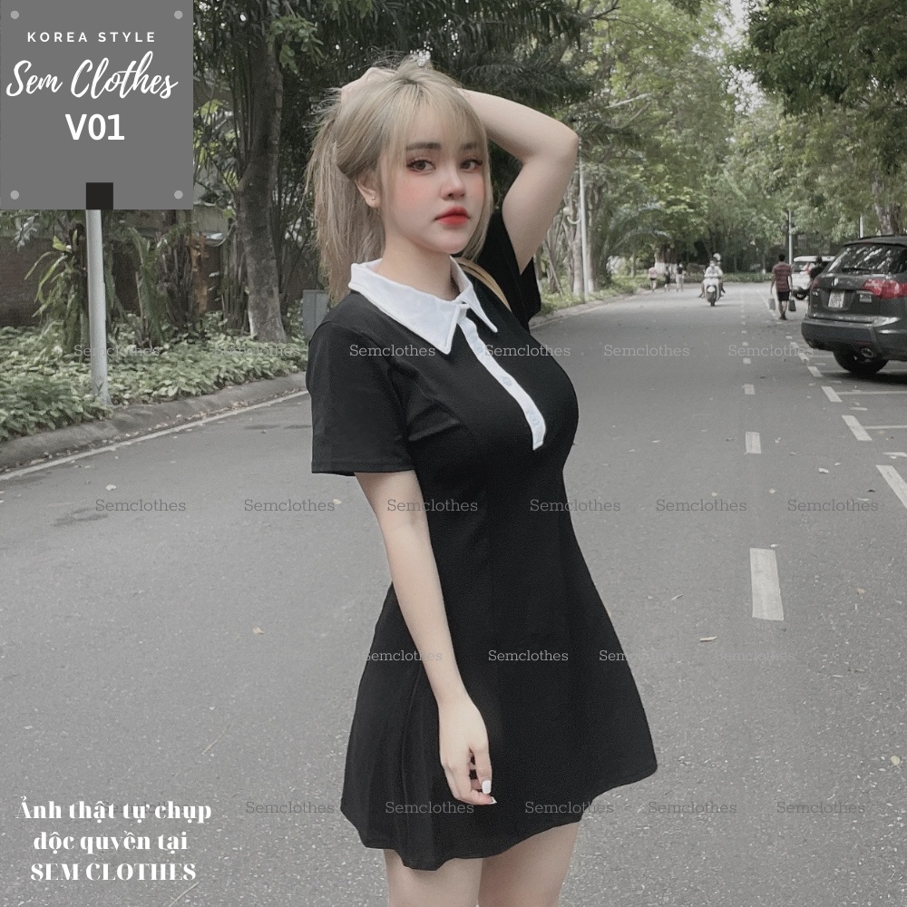 Váy polo nữ, đầm body suông dáng dài hàng đẹp chất thun gân 100% cotton V01 SEMCLOTHES | BigBuy360 - bigbuy360.vn