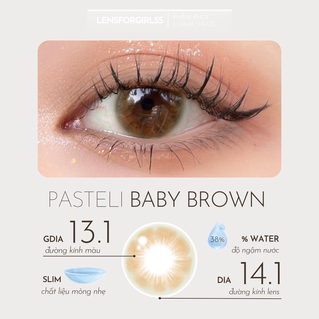 Kính áp tròng màu pastel PASTELI BABY BROWN chính hãng ISHA KOREA | Hsd 8-12 tháng | Lens cận
