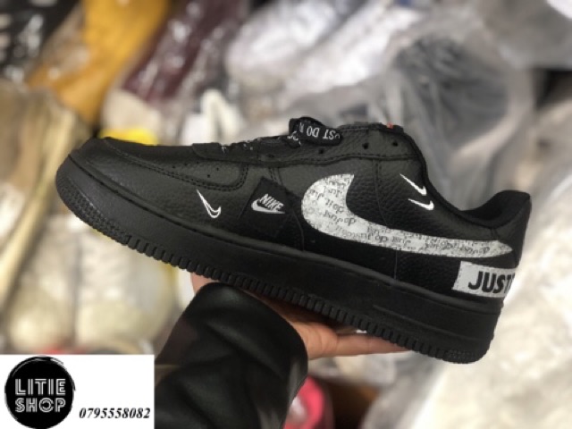 ẢNH THẬT | GIÀY AIR FORCE 1 AF1 JUST DO IT BLACK MID ĐEN THẤP CỔ NAM NỮ FULLBOX